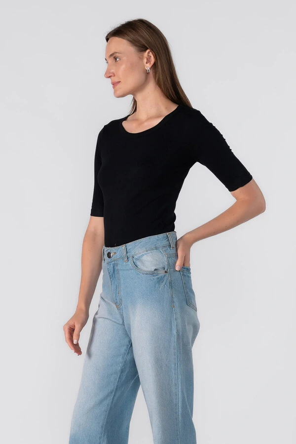 Blusa malha basica manga 3/4