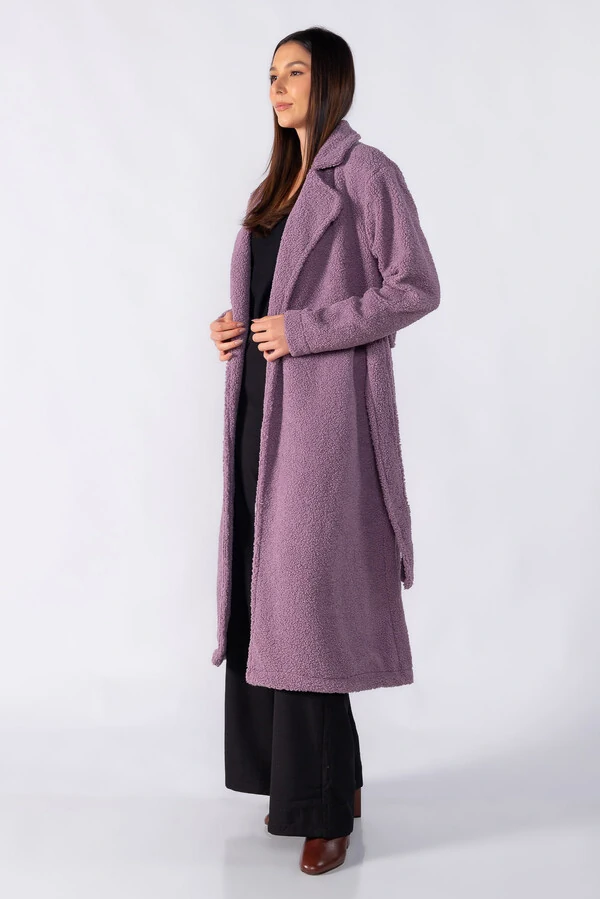 Casaco longo com faixa teddy