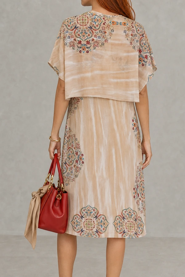 Vestido com detalhe capa em tule