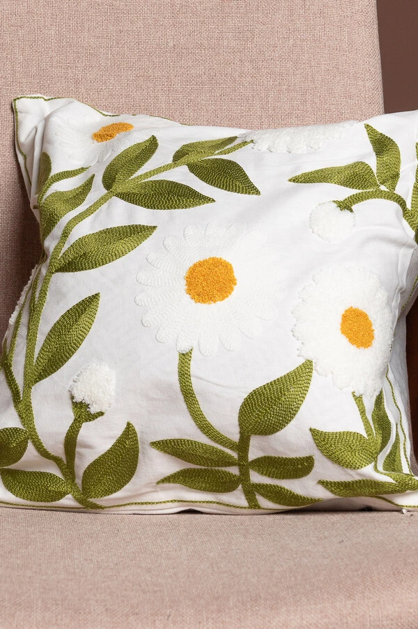 Capa de almofada flores bordadas