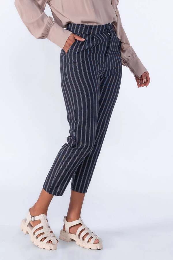 Calça Risca de Giz Pregas