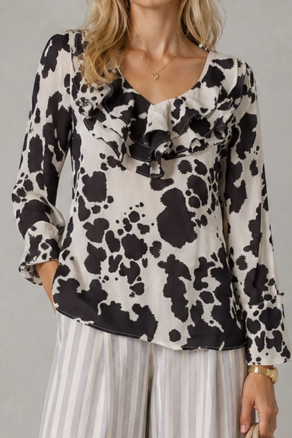 Blusa estampada com babado