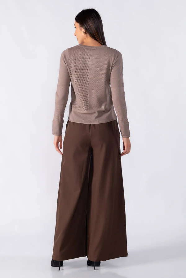 Blusa texturizada manga longa toque seda