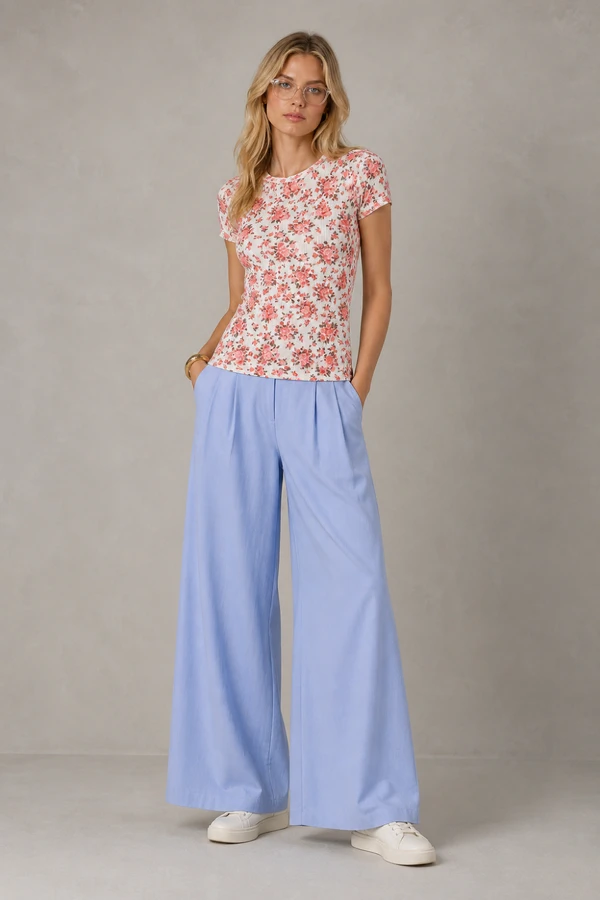 Blusa estampada canelada
