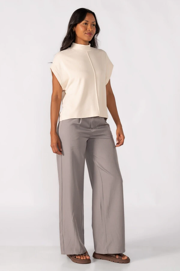 Blusa gola alta canelada