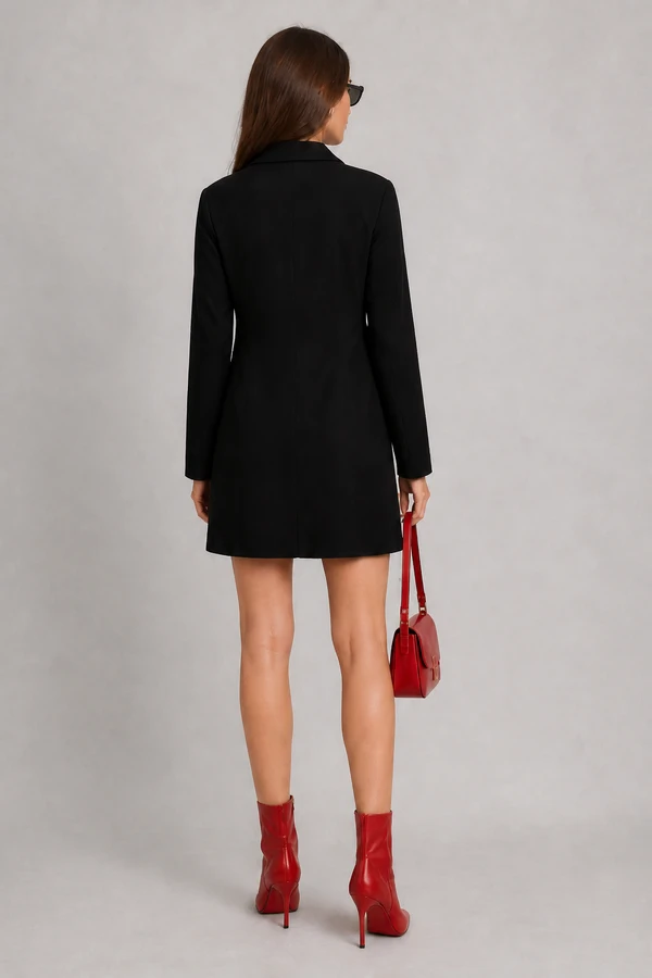 Vestido curto manga longa com gola