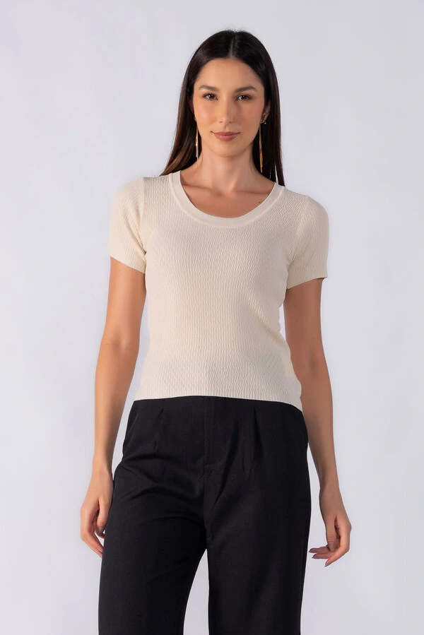 Blusa tricot manga curta