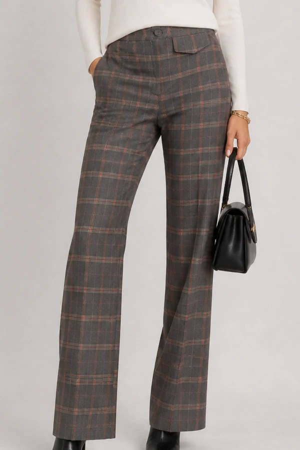 Calça pantalona xadrez