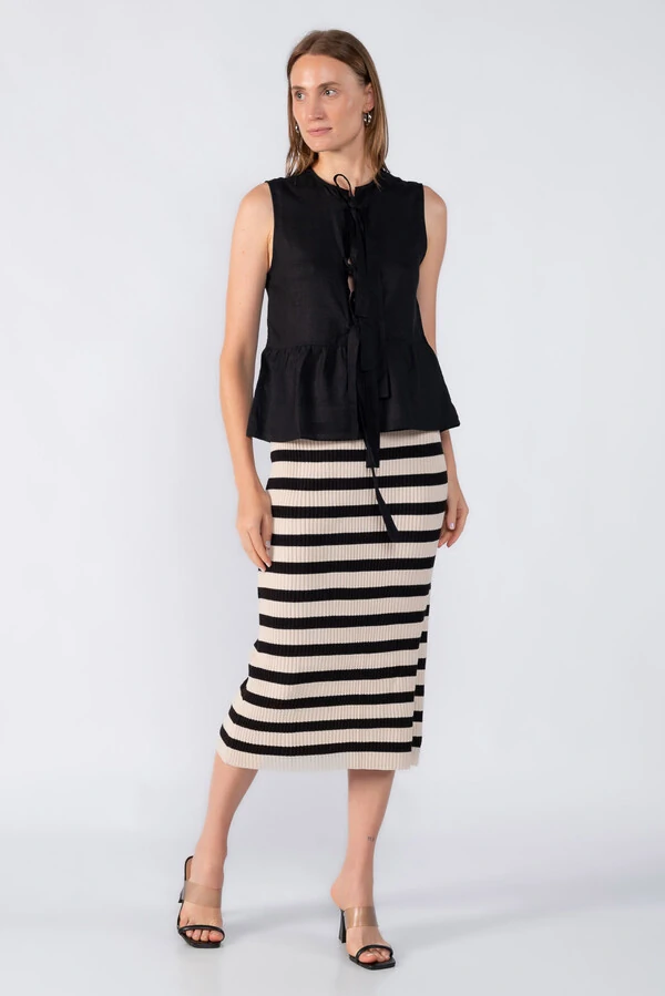 Saia midi tricot listrada