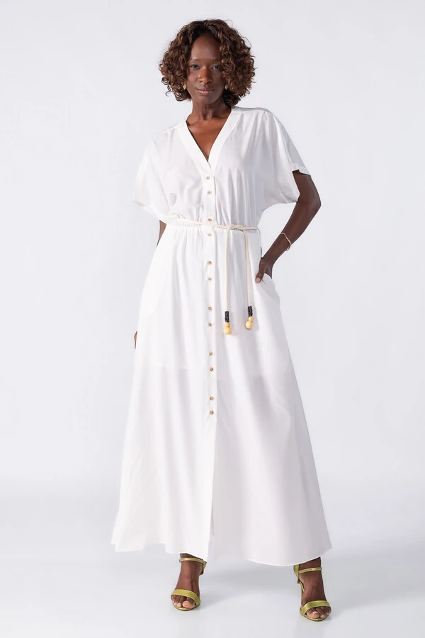 Vestido midi com cordao