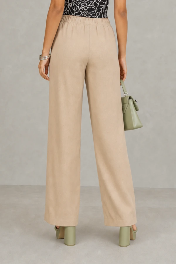 Calça pantalona elástico na cintura