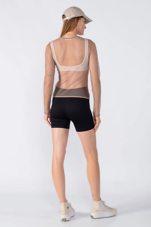 Blusa manga longa em tela com top