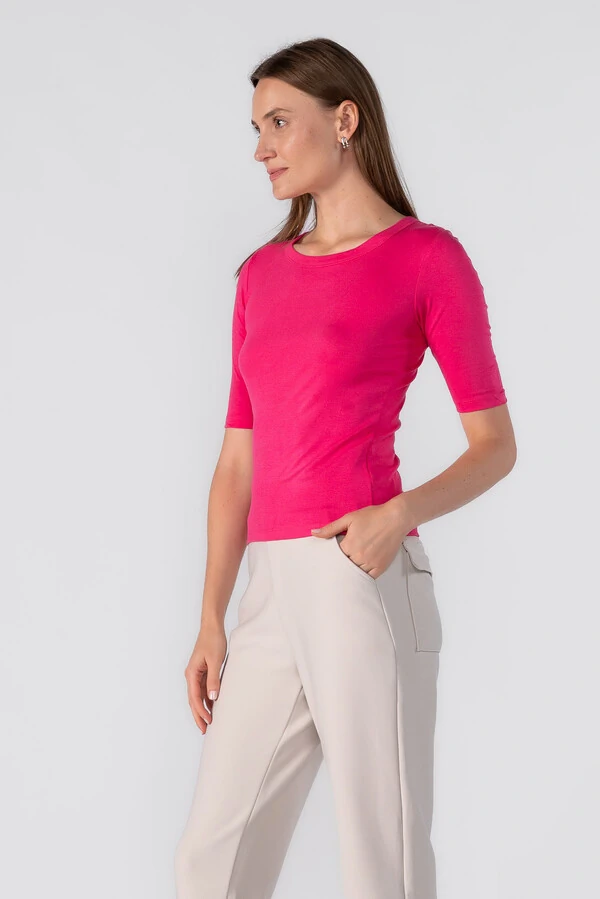 Blusa malha basica manga 3/4