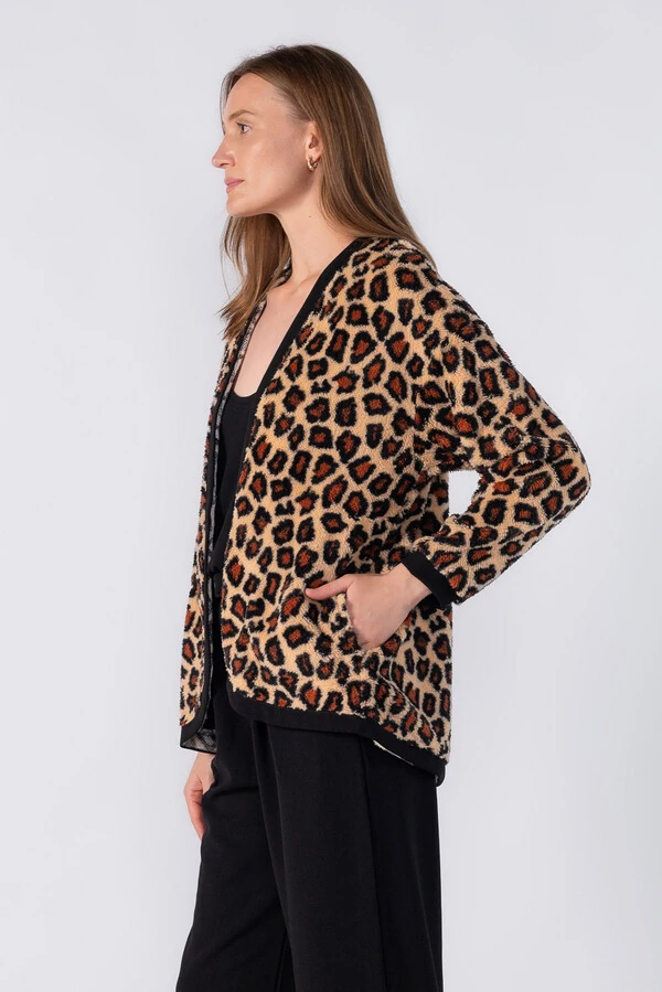 Cardigan pelinho animal print