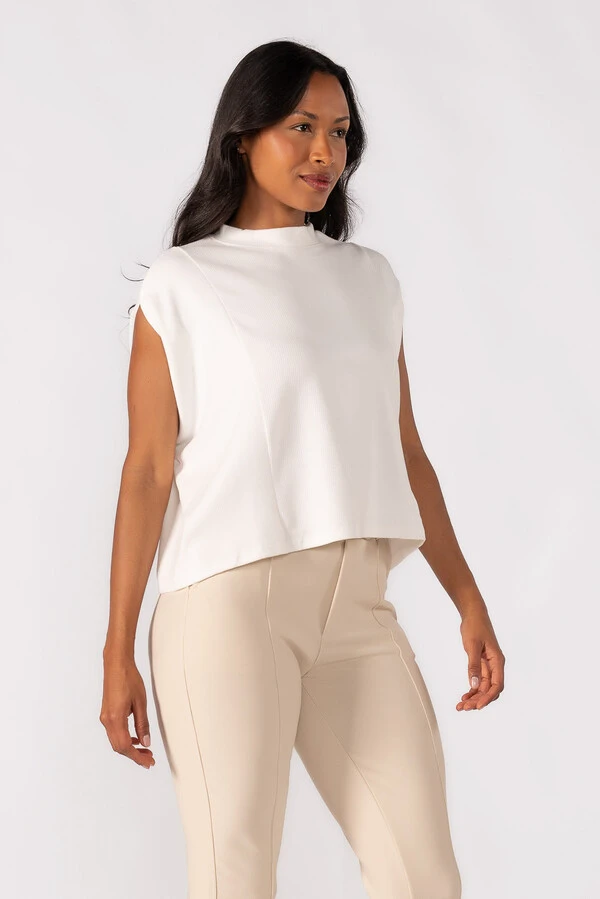 Blusa flanelada gola alta
