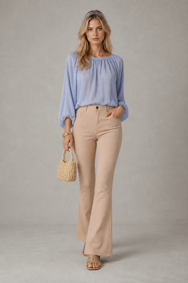 Blusa em crepe com pregas