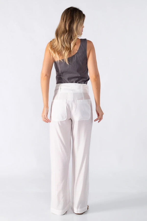 Calca pantalona com cos transpassado