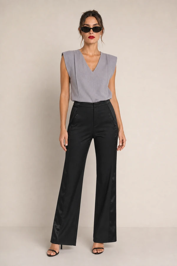 Blusa alfaiataria decote v com pala
