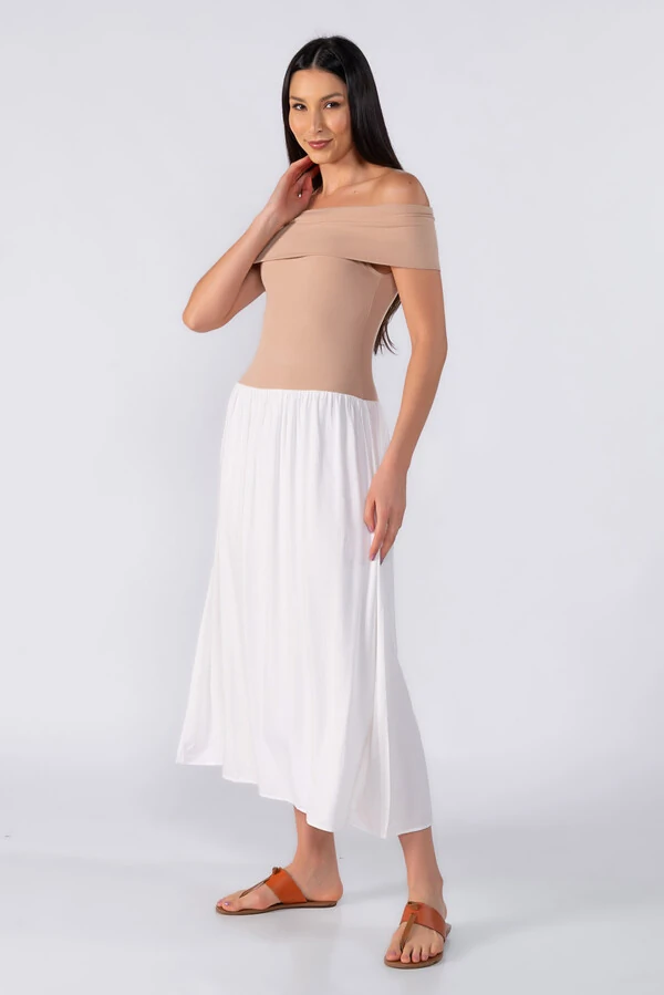 Vestido midi bicolor