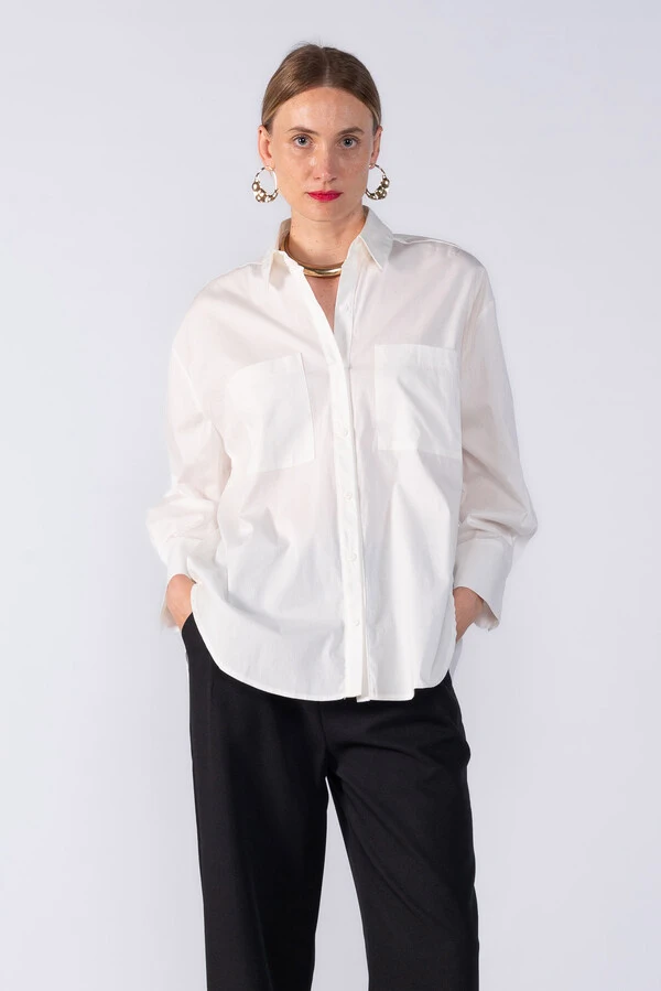 Camisa algodão oversized com bolso