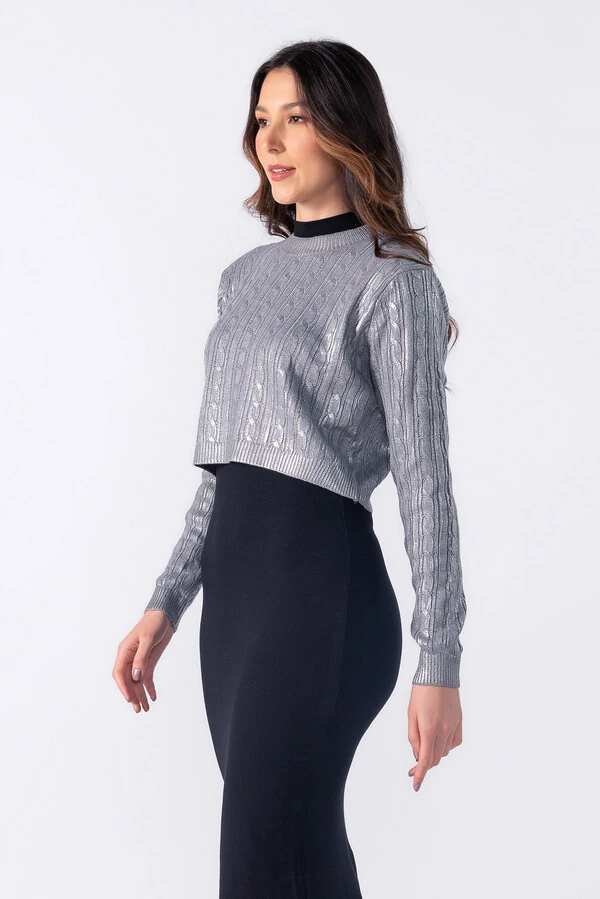 Blusa tricot metalizado