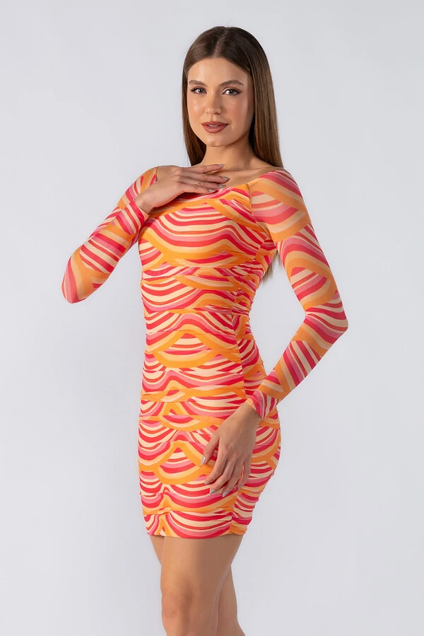 Vestido curto tule franzido