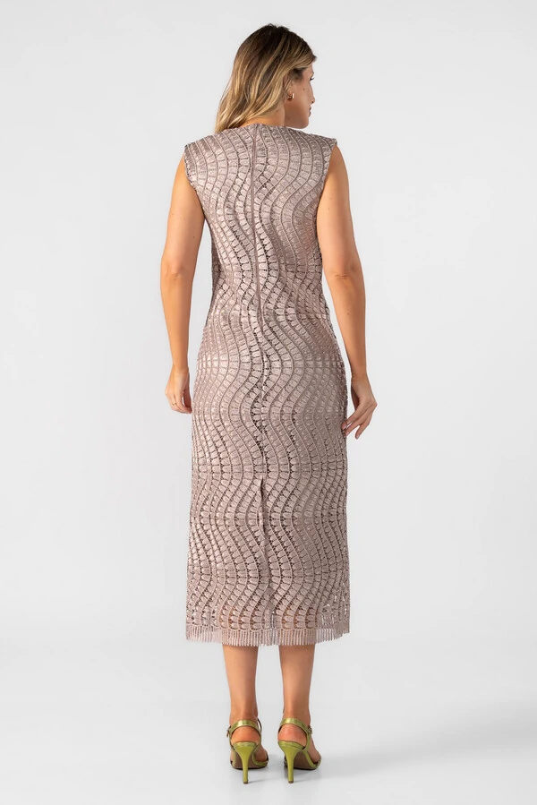 Vestido midi em guipure