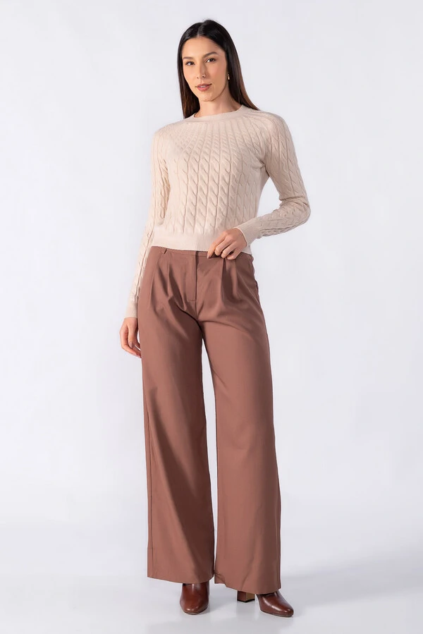 Blusa sueter texturizada manga longa