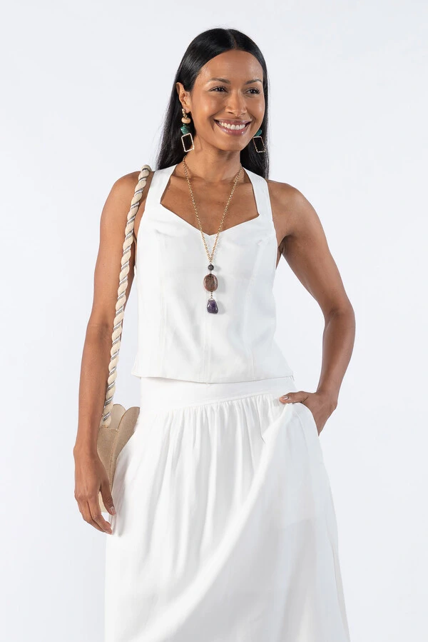 Blusa alfaiataria alça cruzada