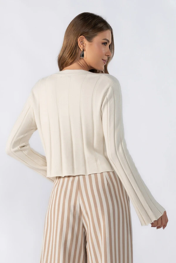 Cardigan curto texturizado listras