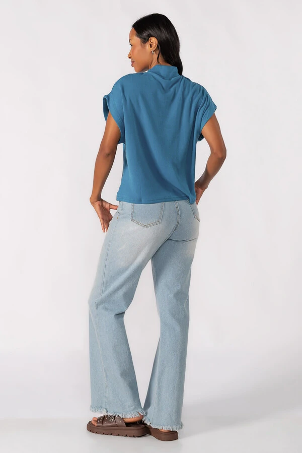 Blusa gola alta canelada