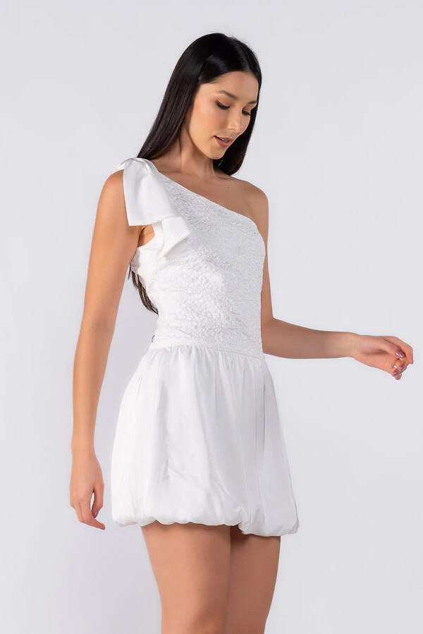 Vestido balone curto manga nula