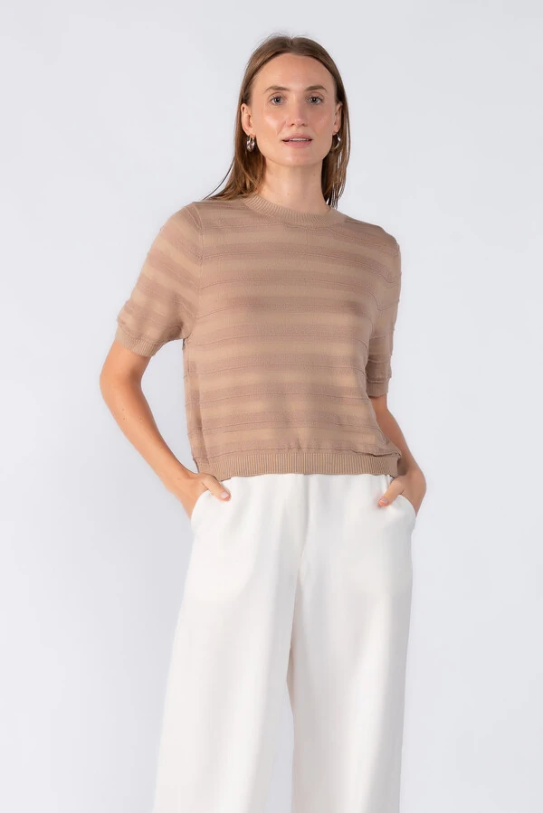 Blusa listrada manga curta