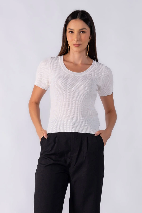 Blusa tricot manga curta