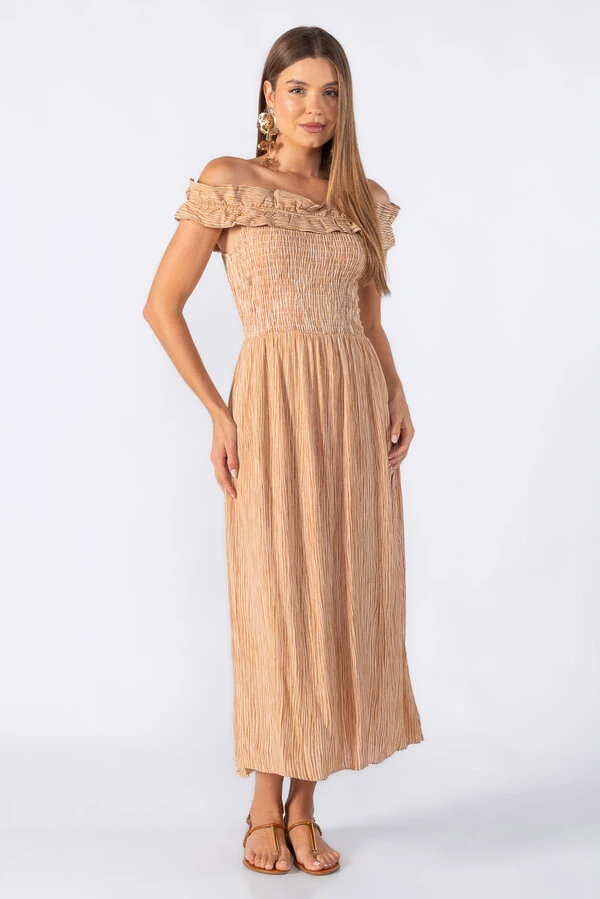 Vestido midi lastex com babado