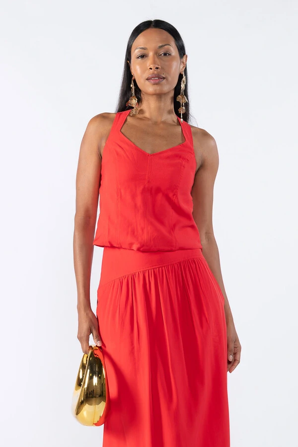 Blusa alfaiataria alça cruzada