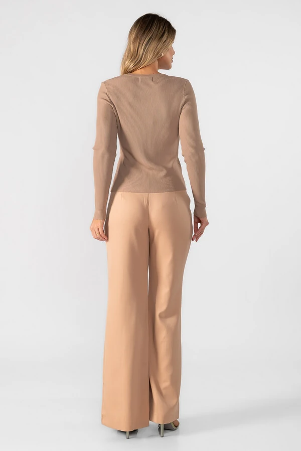 Blusa modal decote v manga longa