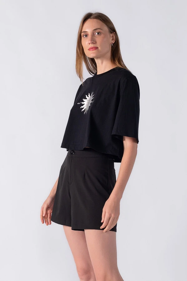 Cropped malha estampa sol