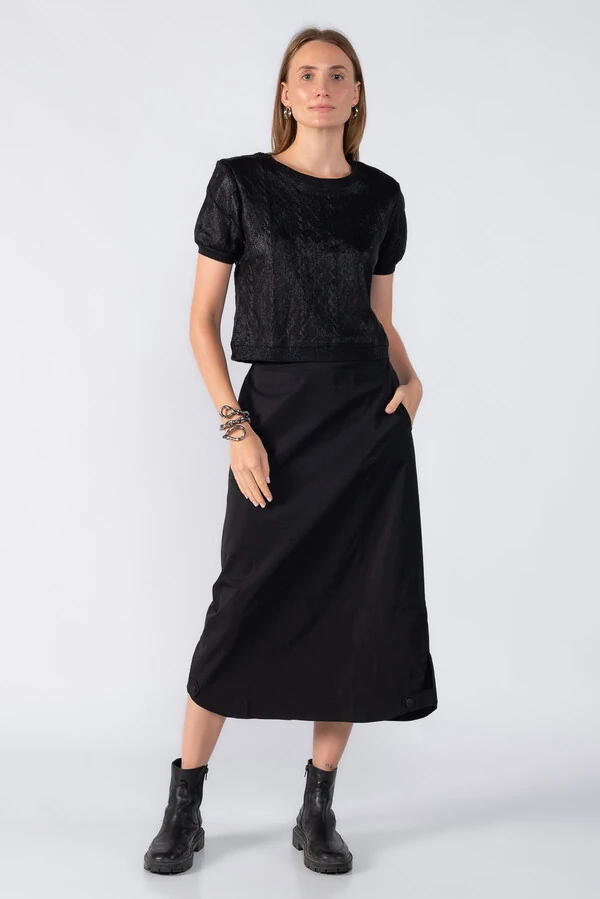 Blusa curta malha foil