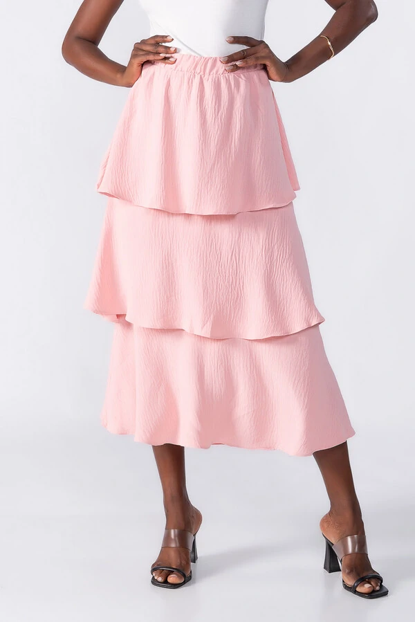 Saia midi com babados