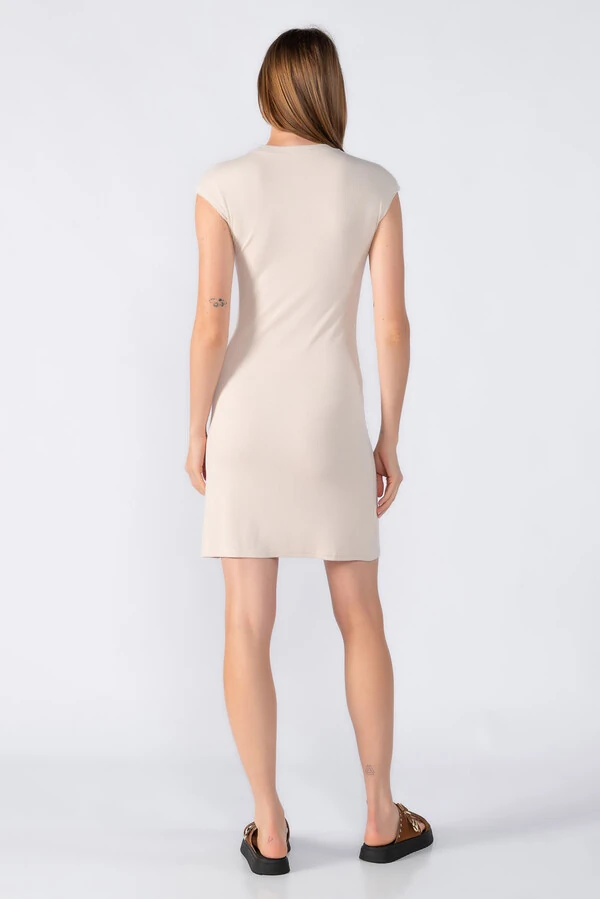 Vestido curto canelado manga japonesa