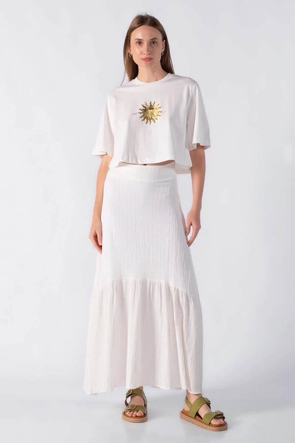 Cropped malha estampa sol