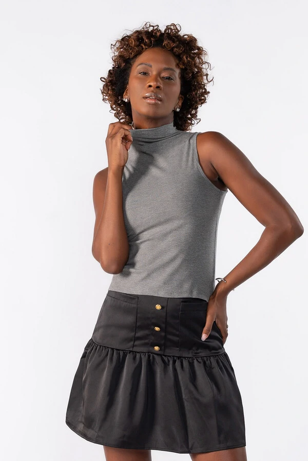 Blusa gola alta canelada
