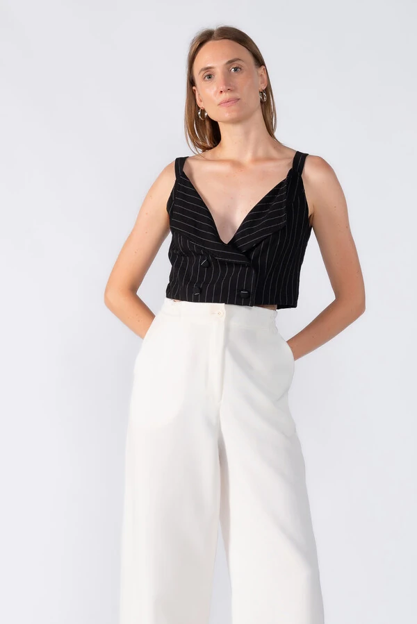 Cropped alfaiataria risca de giz