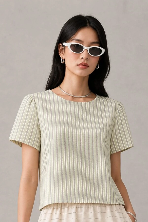 Blusa listra enrugada