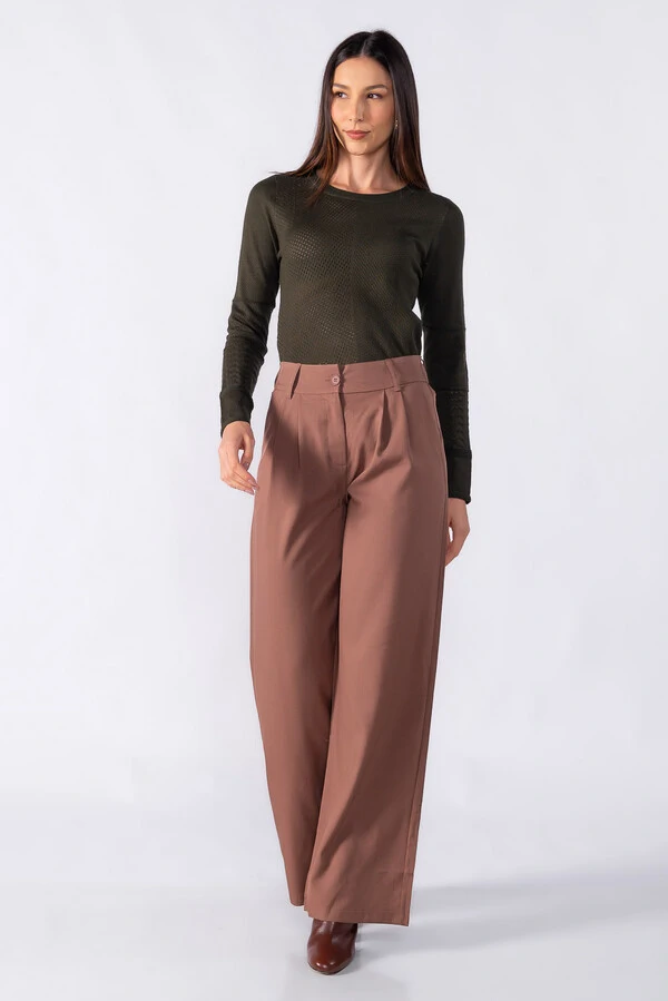 Blusa texturizada manga longa toque seda