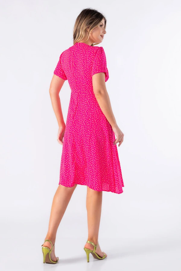 Vestido midi em crepe com decote em v