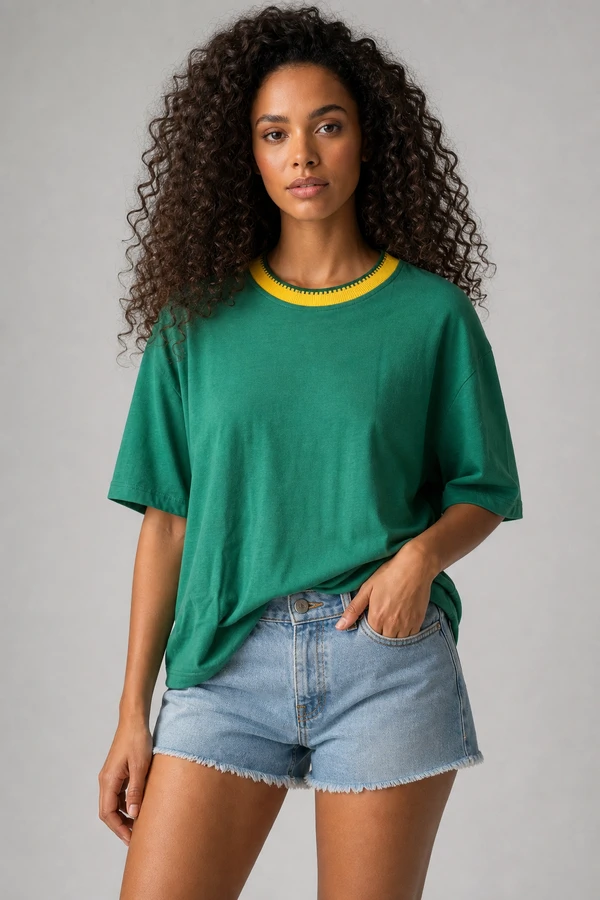 Blusa manga curta retilinea decote plus