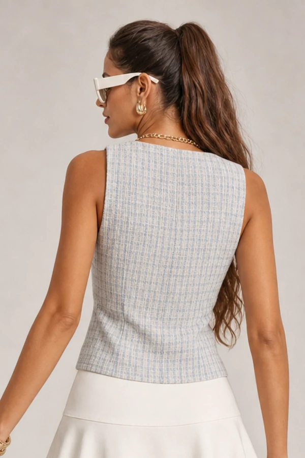 Colete tweed com botões