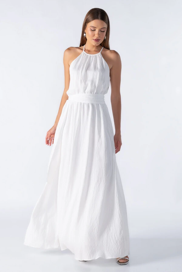 Vestido longo com faixa